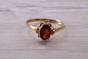 Dainty Garnet and Diamond Gemstone set Gold Ring