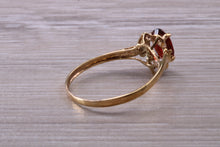 Load image into Gallery viewer, Dainty Garnet and Diamond Gemstone set Gold Ring