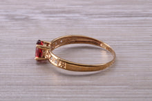 Load image into Gallery viewer, Dainty natural Garnet and Diamond gemstone ring, solid 9ct Yellow Gold with British hallmark