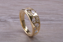 Load image into Gallery viewer, Wide and Chunky Diamond set Band, Round and Teardrop Cut Diamonds