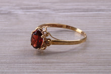 Load image into Gallery viewer, Dainty Garnet and Diamond Gemstone set Gold Ring