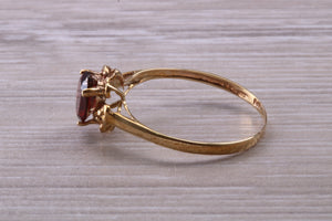 Dainty Garnet and Diamond Gemstone set Gold Ring