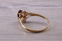 Load image into Gallery viewer, Dainty Garnet and Diamond Gemstone set Gold Ring