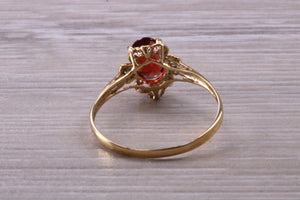 Dainty Garnet and Diamond Gemstone set Gold Ring