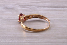 Load image into Gallery viewer, Dainty natural Garnet and Diamond gemstone ring, solid 9ct Yellow Gold with British hallmark