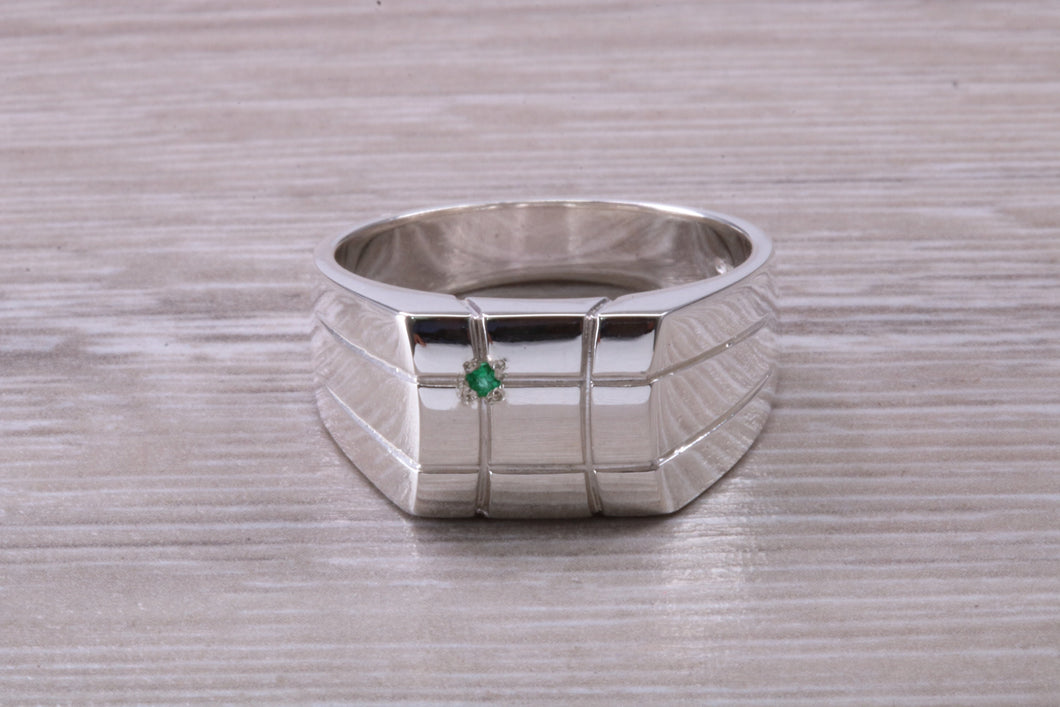 Emerald set Chunky Signet Ring