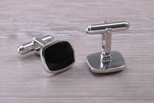 Load image into Gallery viewer, Natural Black Onyx set Gentleman&#39;s Cufflinks. made from solid sterling silver, traditional cufflinks with swivel back fittings.