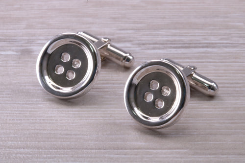 Gentleman's Cufflinks. Round Button profile, made from solid sterling silver traditional cufflinks with swivel back fittings.