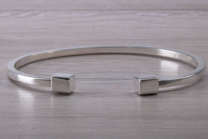 Solid Square Profile Torque Bangle, Completely Made from Solid Silver