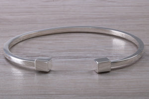 Solid Square Profile Torque Bangle, Completely Made from Solid Silver