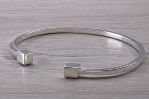 Solid Square Profile Torque Bangle, Completely Made from Solid Silver