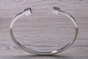 Solid Square Profile Torque Bangle, Completely Made from Solid Silver