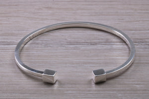 Solid Square Profile Torque Bangle, Completely Made from Solid Silver