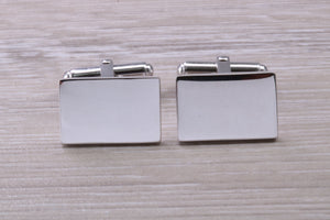 Gentleman's Cufflinks. Rectangle profile, made from solid sterling silver traditional cufflinks with swivel back fittings.