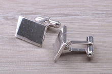 Load image into Gallery viewer, Gentleman&#39;s Cufflinks. Rectangle profile, made from solid sterling silver traditional cufflinks with swivel back fittings.