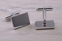 Load image into Gallery viewer, Gentleman&#39;s Cufflinks. Rectangle profile, made from solid sterling silver traditional cufflinks with swivel back fittings.