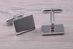 Gentleman's Cufflinks. Rectangle profile, made from solid sterling silver traditional cufflinks with swivel back fittings.