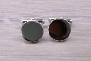 Gentleman's Cufflinks. Round profile, made from solid sterling silver traditional cufflinks with swivel back fittings.