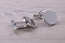 Load image into Gallery viewer, Gentleman&#39;s Cufflinks. Round profile, made from solid sterling silver traditional cufflinks with swivel back fittings.