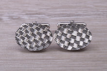 Load image into Gallery viewer, Large patterned Gentleman&#39;s Cufflinks. Oval profile, made from solid sterling silver traditional cufflinks with swivel back fittings.