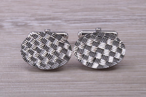 Large patterned Gentleman's Cufflinks. Oval profile, made from solid sterling silver traditional cufflinks with swivel back fittings.