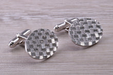 Load image into Gallery viewer, Large patterned Gentleman&#39;s Cufflinks. Oval profile, made from solid sterling silver traditional cufflinks with swivel back fittings.