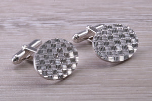 Large patterned Gentleman's Cufflinks. Oval profile, made from solid sterling silver traditional cufflinks with swivel back fittings.