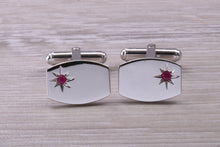 Load image into Gallery viewer, Ruby set Gentleman&#39;s Silver Cufflinks