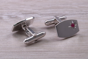 Ruby set Gentleman's Silver Cufflinks