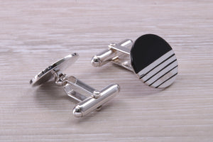 Natural Black Onyx set Gentleman's Cufflinks. made from solid sterling silver, traditional cufflinks with swivel back fittings