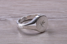 Load image into Gallery viewer, Chunky Oval Faced Diamond set Signet Ring in Silver