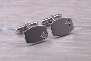 Natural Diamond set Gentleman's Cufflinks. made from solid sterling silver, traditional cufflinks with swivel back fittings.