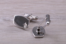 Load image into Gallery viewer, Natural Diamond set Gentleman&#39;s Cufflinks. made from solid sterling silver, traditional cufflinks with swivel back fittings.