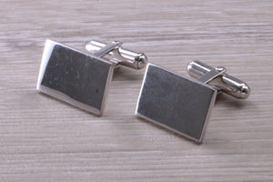 Gentleman's Cufflinks. Rectangle profile, made from solid sterling silver traditional cufflinks with swivel back fittings.