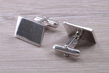 Load image into Gallery viewer, Gentleman&#39;s Cufflinks. Rectangle profile, made from solid sterling silver traditional cufflinks with swivel back fittings.