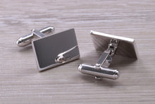 Load image into Gallery viewer, Gentleman&#39;s Cufflinks. Rectangle profile, made from solid sterling silver traditional cufflinks with swivel back fittings.