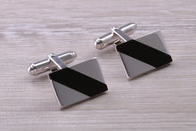 Load image into Gallery viewer, Natural Black Onyx set Gentleman&#39;s Cufflinks. made from solid sterling silver, traditional cufflinks with swivel back fittings.