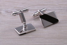 Load image into Gallery viewer, Natural Black Onyx set Gentleman&#39;s Cufflinks. made from solid sterling silver, traditional cufflinks with swivel back fittings.