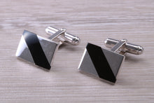 Load image into Gallery viewer, Natural Black Onyx set Gentleman&#39;s Cufflinks. made from solid sterling silver, traditional cufflinks with swivel back fittings.