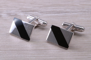 Natural Black Onyx set Gentleman's Cufflinks. made from solid sterling silver, traditional cufflinks with swivel back fittings.