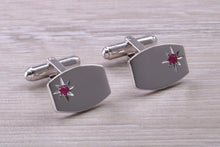 Load image into Gallery viewer, Ruby set Gentleman&#39;s Silver Cufflinks