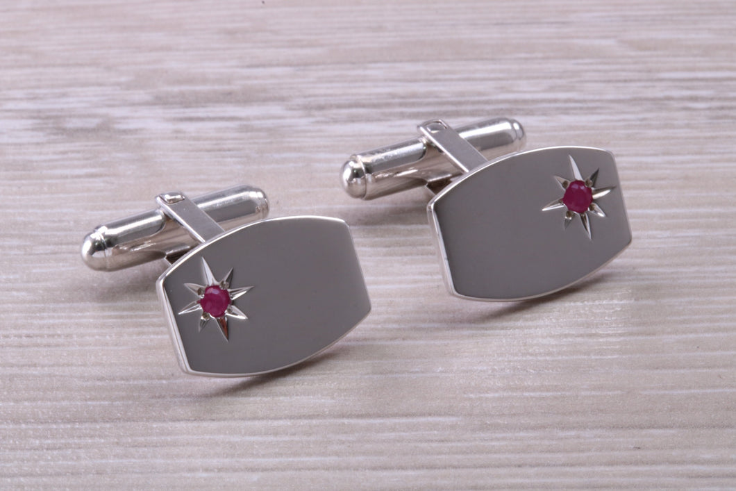 Ruby set Gentleman's Silver Cufflinks