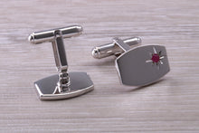 Load image into Gallery viewer, Ruby set Gentleman&#39;s Silver Cufflinks