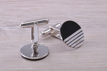 Load image into Gallery viewer, Natural Black Onyx set Gentleman&#39;s Cufflinks. made from solid sterling silver, traditional cufflinks with swivel back fittings