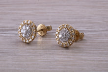 Load image into Gallery viewer, Half carat Diamond Cluster set Yellow Gold Stud Earrings