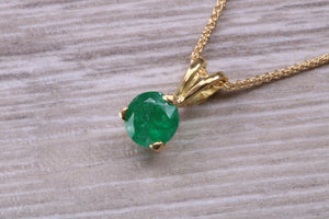 Emerald Solitaire set 18ct Yellow Gold Necklace