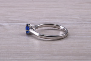 Half carat Blue Sapphire set White Gold Solitaire