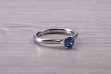 Load image into Gallery viewer, Half carat Blue Sapphire set White Gold Solitaire