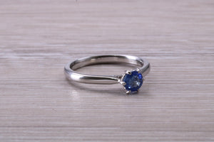 Half carat Blue Sapphire set White Gold Solitaire