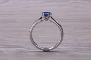 Half carat Blue Sapphire set White Gold Solitaire